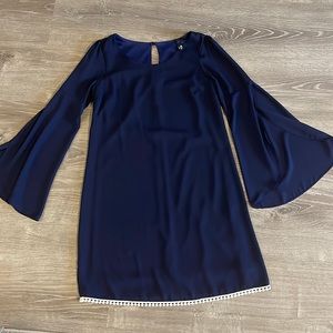 Navy Blue Bell Sleeve Dress